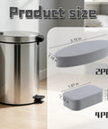 6-pack grey adhesive wall bumpers for trash cans; 2 oval 3.15×0.59 in and 4 rectangular 1.97×0.59 in pads.