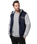 Man wearing Heavyweight Fleece Hoodie For Men With Full Zip And Warm Inner Lining Thick Winter Coat Style Sweatshirt Breathable Polyester