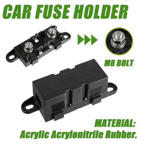 Bulletproof Mega Fuse Holder For Anm Bolt On Amp Power Management With M8 Hardware splash proof setup, black acrylic rubber construction.
