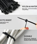 Black nylon zip ties being inserted and used for cable management demonstration