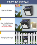 Solar Outdoor Motion Sensor Lights 120 Degree Wide Illumination IP65 Waterproof Wireless Security Lighting Easy Install Methods