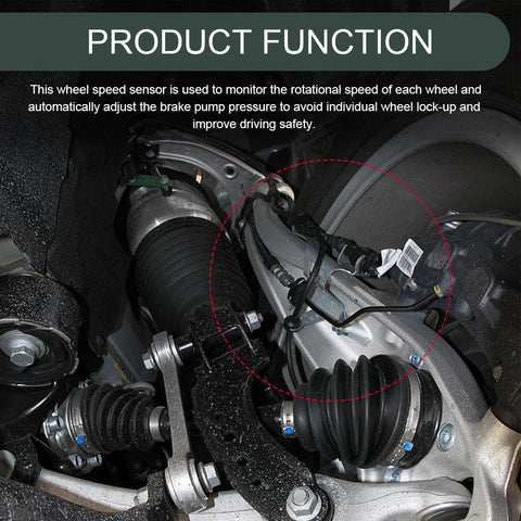 Rear-left ABS wheel speed sensor, black automotive replacement part.