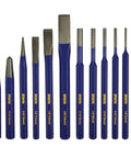 Chisel And Punch Set 12 Pack With Assorted Sizes One Piece Forged For Strength Hardened And Tempered For Long Life Powder Coated