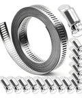 Top Tier 304 Stainless Steel Hose Clamps Kit With Adjustable Worm Gear Band For Heavy Duty Ductwork And Auto Repair Projects Fits Various Sizes Perfectly Without Slipping Or Twisting Over Time! 304 stainless steel hose clamp kit, adjustable worm gear band, assorted sizes