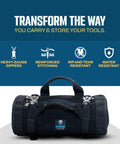 Heavy Duty Tool Roll For Pros With Ultra Durable Water Resistant And Grease Resistant Fabric Reinforced Seams And Massive Storage Bag