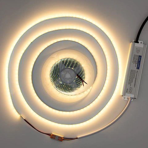 Tough As Nails IP67 Waterproof LED Power Supply 12V 60W 5A with LED strip lights in coil design for versatile lighting setups.