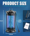 Indoor and Outdoor Bug Zapper With 1000V High-Efficiency Mosquito Killer, Replaceable Purple UVA Bulbs, Detachable Collecting Tray