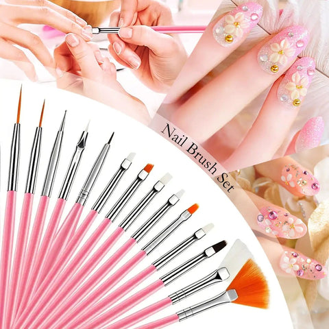 All-In-One Nail Art Kit With 24Pcs Tools, Two Nail Stand Sets, 15 Nail Art Brushes, 5 Dotting Tools, Resin Nail Art Palette
