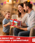 Child excitedly receiving Tot Friendly Remote Control Car And Pickup Truck Toy For Kids Ages 2 To 4 from parents.