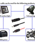 Solar Panel Adapter Cable MC4 To DC With Multi Connector Tips setup for outdoor lights and portable devices