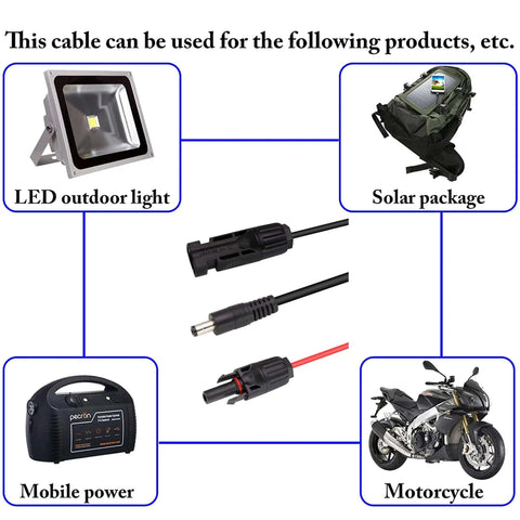 Solar Panel Adapter Cable MC4 To DC With Multi Connector Tips setup for outdoor lights and portable devices
