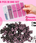 Haozher nail drill sanding bands set, 136 pcs in case, pink cylindrical bands with mixed grits for acrylic/gel nails