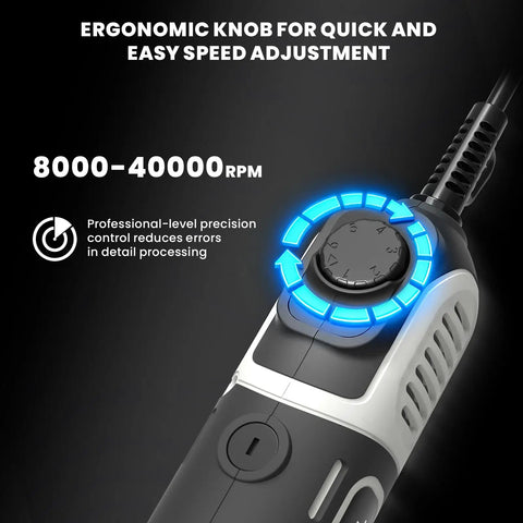 Total Game Changer Rotary Tool With Flex Shaft precision speed adjustment knob, 200W corded, 8000-40000 RPM range.