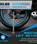 Portable Universal Motorcycle Wheel Lift Stand for Easy Tire and Chain Maintenance, visible lifting motorcycle wheel
