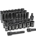 44 Piece 1/2 Inch Drive Impact Socket Set With Standard And Deep SAE/MM Sockets, Off-Corner Loading, Black Oxide Finish
