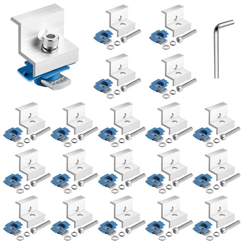Solar Panel End Clamp Pack Of 20 For Standard Unistrut 30mm 35mm Aluminum Silver With 304 Stainless Steel Screws Built Tough