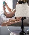 Table Lamps Set Of 2 With Touch Control And USB Ports, 3 Way Dimmable Bedside Lamps For Bedroom, Black Finish near couple in bed