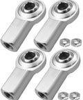 Four Piece Right Hand 5/16 X 5/16 24 Heim Bearing Rod End Kit Engineered For Hydraulic Cylinder Rebuilds To Deliver Rock Solid Stability And Badass Heavy Duty Performance Guaranteed Daily, featuring four silver rod ends and two nuts.