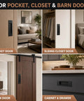 Deadly Smooth 6 Inch Sliding Barn Door Handle Tough Grip Design Matte Black Flush Pocket Door Pull on various doors.