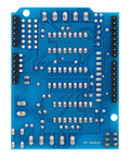 Alt Tag: Back view of Dual H Bridge Motor Driver Shield for Arduino and Raspberry Pi, four-channel module for 10V motors up to 0.6A per channel.