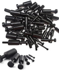 60-Piece Push To Connect Pneumatic Fittings And Blank Plugs Set For 1/8 5/32 1/4 5/16 3/8 1/2 Inch Inner Diameter Tubing Cap Style Quick Connect Blanking Plugs Made From Durable DVC Plastic And Built To Last displayed in various sizes