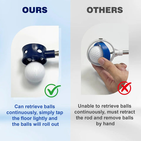 Telescopic Golf Ball Retriever With Stainless Steel Shaft And Rubber Grip Water Hazards Grabber Tool shown in use comparison