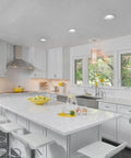 Modern kitchen with Six Inch Classic White Recessed Light Trim With Detachable Ring, Full Metal Step Baffle