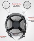 Interior view of 20 Pack Ratchet Adjustable Safety Hard Hats With Cotton Brow Pad ABS Construction 4 Point Suspension White Bulk Helmets