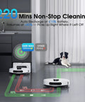 Self Emptying Robotic Vacuum And Mop With 75 Day Hands Free Self Emptying Dustbin LiDAR Mapping in kitchen near dog