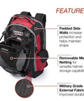 Welding Gear Backpack For Pros, All In One PPE And Electronics Storage, Rugged Ballistic Nylon Build showing features like mesh net and fabric.