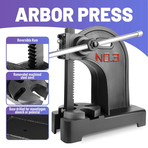 Straight Out The Workshop, Heavy Duty 1 Ton Manual Arbor Press, close-up of reversible ram and machined steel anvil.