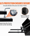 Workhorse Clamp On Pallet Forks For Tractors And Skid Steers, 2000 Lbs Capacity, 43 Inch Total Length detail of bolts and stabilizer