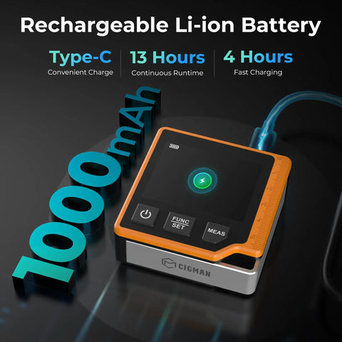 Three In One Laser Measure With 262 Ft Range, Digital Angle Finder And Digital Level, Pro Grade Tool For Pros On The Job, Ultra Fast 0.3 Second Readings, Plus Minus One Sixteenth Inch Accuracy, Six Unit Options M In Ft Ft Plus In Cm Mm. Rechargeable Li-ion battery, Type-C charging
