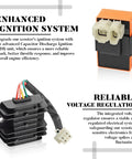 Beefed Up High Performance 6 Pin AC CDI Box Ignition Coil Kit with Voltage Regulator, ideal for scooters and ATVs.