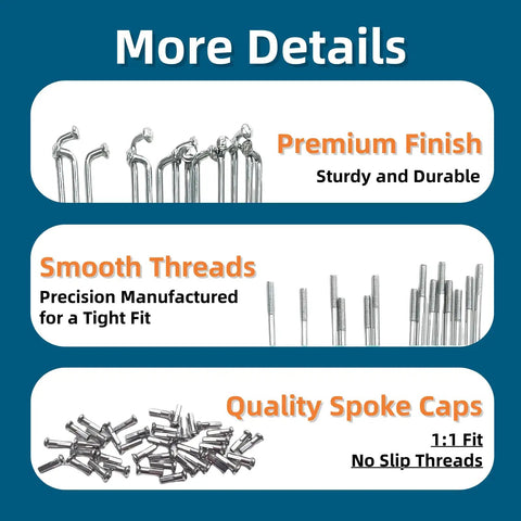 10G 3.0mm Silver Bicycle Spokes Set For Mountain Bike E Bike Motorcycle Tricycle Wheels 55mm To 230mm With Nipples 40Pcs