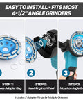 Installation steps for Four And One Half Inch Diamond Cup Grinding Wheel Double Row Heavy Duty Cup Disc With Seven Eighths To Five Eighths Inch Arbor Adapters
