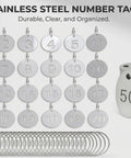 50 Pack Round Metal Key Tags 1 To 50 Stainless Steel ID Tags With Hole For Key Boxes Cabinets And Organization