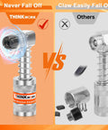 Comparison of THINKWORK 4 Piece Quick Connect Greasing Accessory Kit With 90 Degree Coupler vs standard coupler on orange background