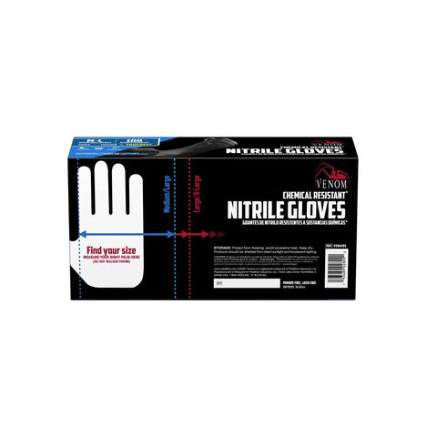 Product box of Chemical-Resistant Nitrile Gloves Disposable Black Heavy Duty Grip For Painting Cleaning Automotive Work