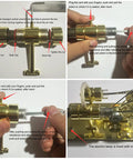 Stirling Engine Model For Kids And Students With Brushed Stainless Steel Base Easy Assembly Science Toy shown in assembly steps