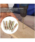Drill installing 40 Pack M5 Double Headed Hanger Bolts For Wood Furniture Yellow Zinc Plated Dowel Screws on wooden plank