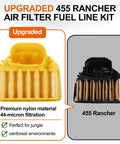 All In One Husqvarna 455 Rancher Chainsaw Maintenance Kit air filter comparison yellow vs black