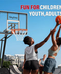 Players using Portable Outdoor Basketball Hoop With 44 Inch Shatterproof PC Backboard Game Day Ready Height Adjustable 5.3 To 10 Feet