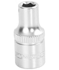 Three Sixteenth Inch SAE Socket for One Quarter Drive 6 Pt Deep Marking Thin Wall Chrome Finish with Optimized Knurling for Easy Grip