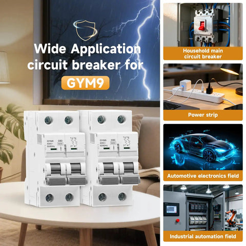 Solid 25 Amp Miniature Circuit Breaker For Solar Systems 120V 240V 2 Pole DIN Rail Mount MCB With Thermal Magnetic Trip RV Battery Isolator And PV System Protection CE Certified shown in various use applications