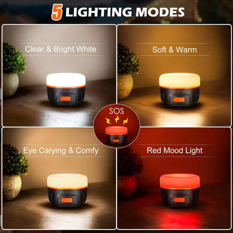 Rechargeable Go To Camping Lantern With 6400mAh Battery For Long Runtime IPX5 Waterproof Tent Light with 5 lighting modes
