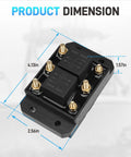 2 Pack 12V Heavy Duty Forward and Reverse Relay Module for Motors Up to 60A to 80A with dimensions displayed.