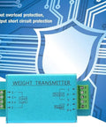 DY510 4-20mA Load Cell Transmitter for PLCs and PC interfaces with built-in amplifier and external zero adjust, front view.