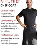 Kickass Black Men Chef Coat With Dope Breathable Mesh Short Sleeve Lightweight Jacket For Kitchen And Bakery Uniform featuring black fabric and utility pocket.