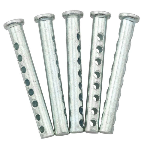 Five-Piece Multi-Hole Clevis Pins Set, 1/4 Inch Diameter, 2 Inch Length, Eight-Hole Eye Pins, Zinc Galvanized Steel